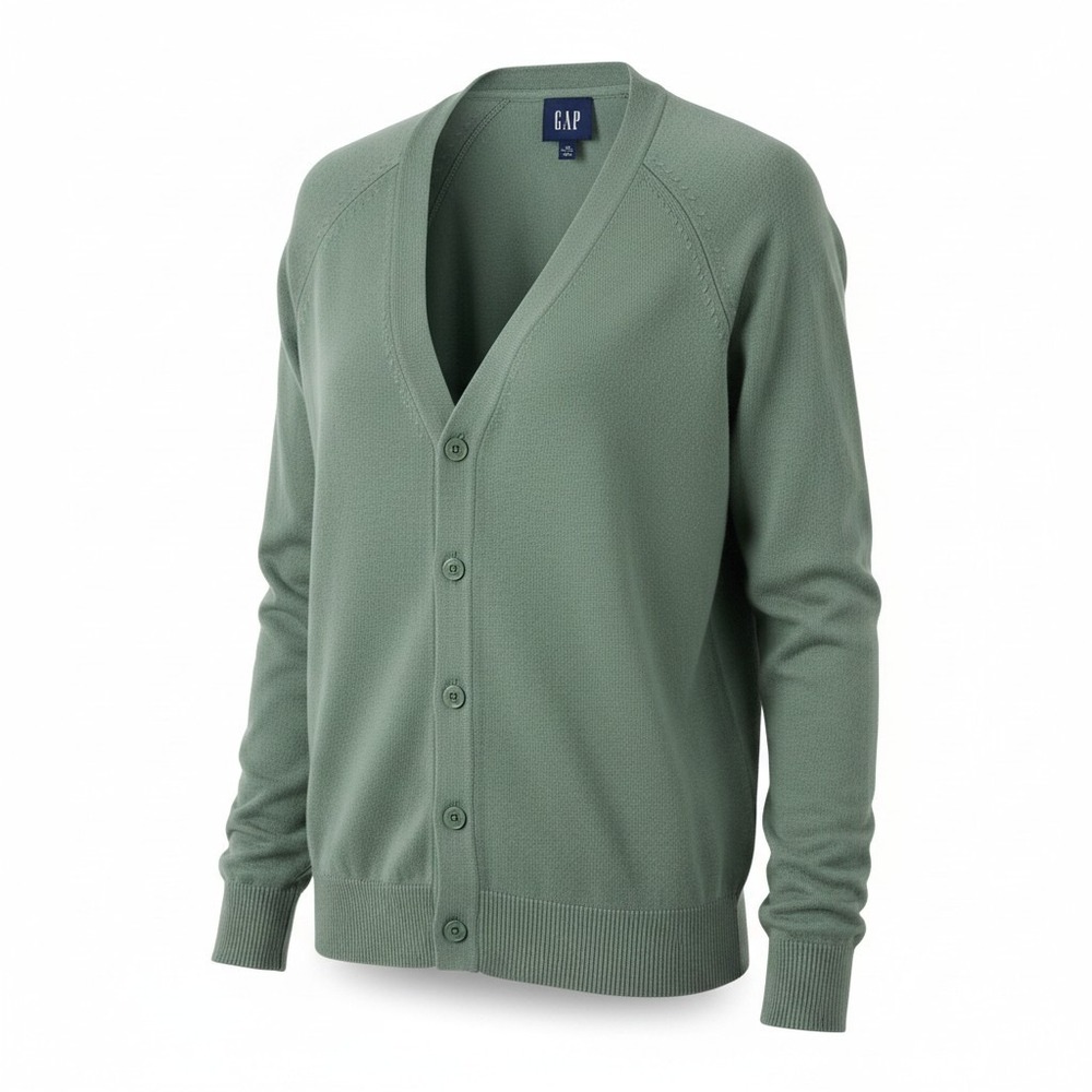 Gap Linen Blend Cardigan XL Loden Frost Green V-Neck Button Front QLN7144S